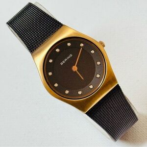 Bering Sapphire Crystal Dial Women's Rose Bronze Brown Watch Mesh Band 11927-262